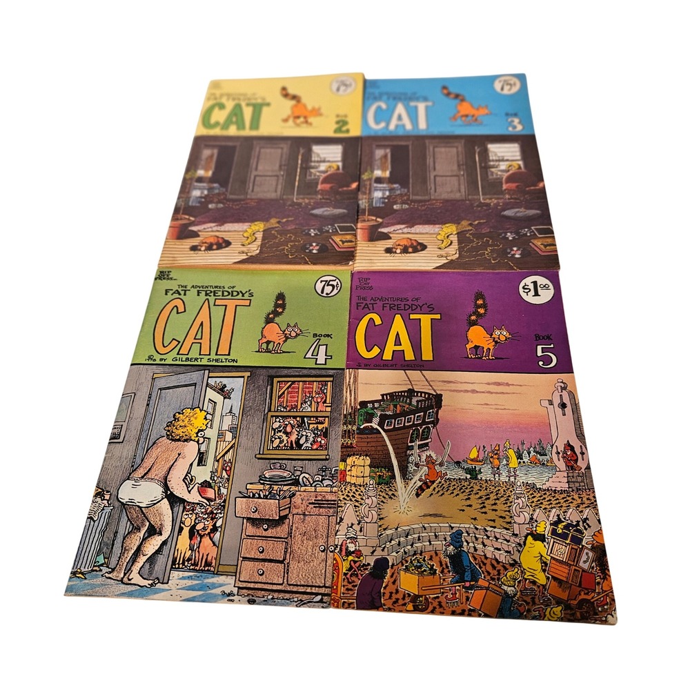 Rip Off Press Fat Freddy's Cat Comic Books Books 2 3 4 5 Multicolor Vintage Lot